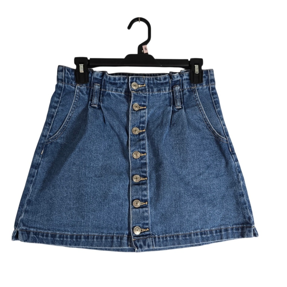 American Eagle Super Hi Rise A Line Denim Mini Skirt Womens 2 Blue Jean